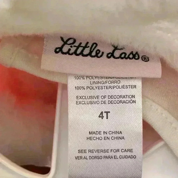 Little Lass Girls Kids Size 4T Dress Faux Fur Poncho Headband Accessory Pink - Picture 5 of 5